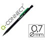 Portaminas q-connect 0,7 mm con 3 minas cuerpo negro con clip verde