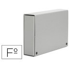 Carpeta proyectos pardo folio lomo 120 mm carton forrado gris con broche