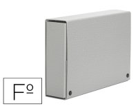 Carpeta proyectos pardo folio lomo 120 mm carton forrado gris con broche