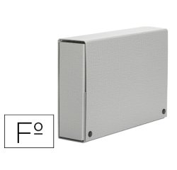 Carpeta proyectos pardo folio lomo 120 mm carton forrado gris con broche