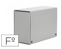 Carpeta proyectos pardo folio lomo 150 mm carton forrado gris con broche