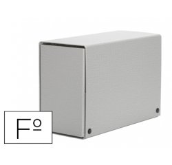Carpeta proyectos pardo folio lomo 150 mm carton forrado gris con broche