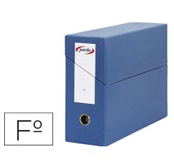 Caja transferencia pardo folio forrado extra doble lomo 80 mm estuche interior con tarjetero azul