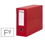 Caja transferencia pardo folio forrado extra doble lomo 80 mm estuche interior con tarjetero roja