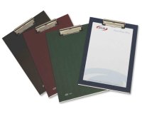 Portanotas pardo carton forrado pvc folio con pinza metalica azul