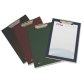 Portanotas pardo carton forrado pvc folio con pinza metalica azul