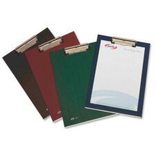 Portanotas pardo carton forrado pvc folio con pinza metalica burdeos