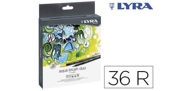 Rotulador lyra aqua brush duo caja de 36 colores surtidos