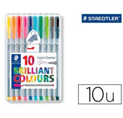 Rotulador staedtler triplus broadliner 338 estuche plastico de 10 unidades colores surtidos