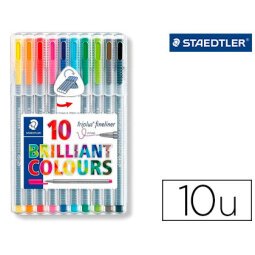 Rotulador staedtler triplus broadliner 338 estuche plastico de 10 unidades colores surtidos