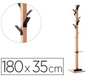 Perchero madera paperflow haya 8 colgadores con paraguero negro altura 180 cm