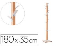 Perchero madera paperflow haya 8 colgadores con paraguero blanco altura 180 cm
