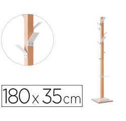 Perchero madera paperflow haya 8 colgadores con paraguero blanco altura 180 cm