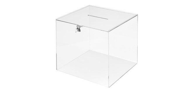 Urna electoral archivo 2000 cuadrada con cerradura y 2 llaves metacrilato 300x300x300 mm