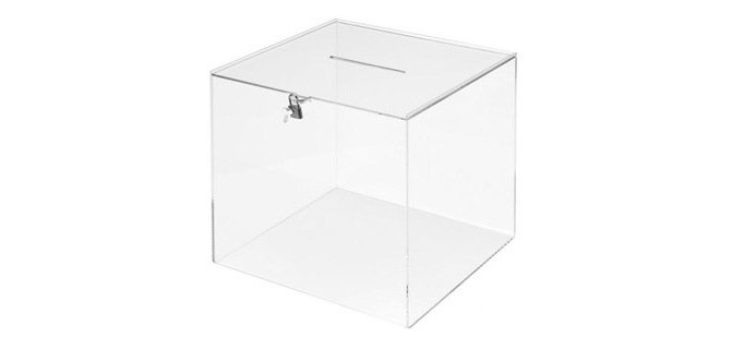 Urna electoral archivo 2000 cuadrada con cerradura y 2 llaves metacrilato 300x300x300 mm