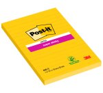 Bloc de notas adhesivas quita y pon post-it super sticky rayado amarillo ultra 101x152 mm