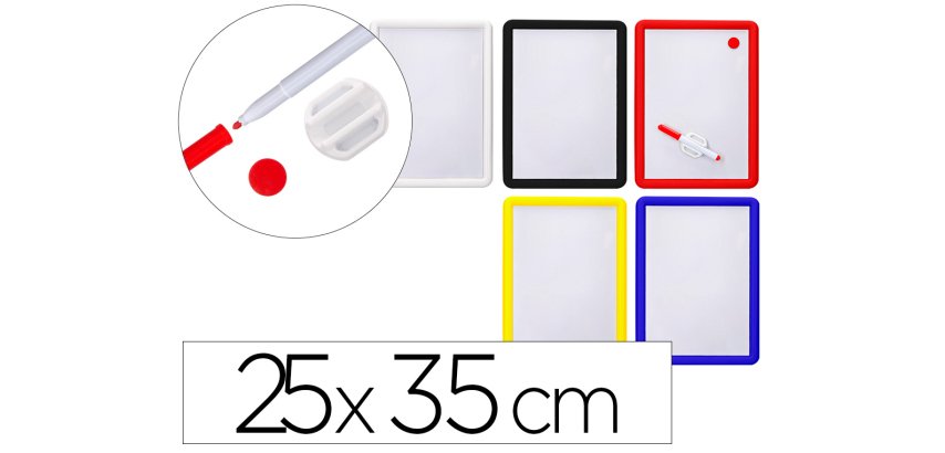 Pizarra blanca magnetica 25x35 cm con rotulador y borrador