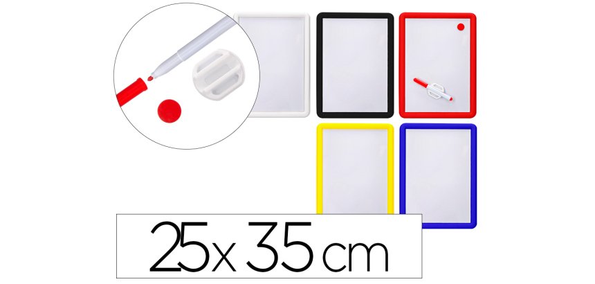 Pizarra blanca magnetica 25x35 cm con rotulador y borrador
