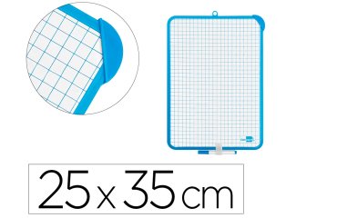 Pizarra blanca liderpapel 25x35 cm doble cara lisa y cuadriculada con rotulador y borrador