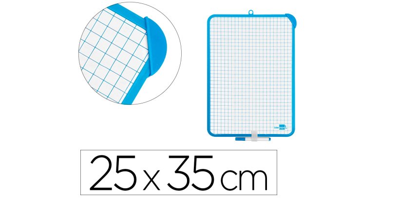 Pizarra blanca liderpapel 25x35 cm doble cara lisa y cuadriculada con rotulador y borrador