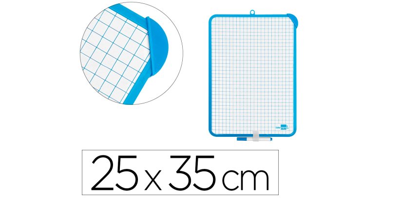 Pizarra blanca liderpapel 25x35 cm doble cara lisa y cuadriculada con rotulador y borrador
