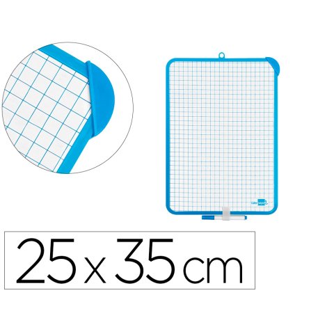 Pizarra blanca liderpapel 25x35 cm doble cara lisa y cuadriculada con rotulador y borrador