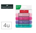 Rotulador faber castell fluorescente textliner 46 pastel estuche 4 unidades colores surtidos