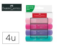 Rotulador faber castell fluorescente textliner 46 pastel estuche 4 unidades colores surtidos
