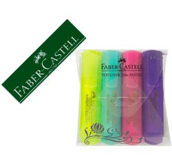 Rotulador faber castell fluorescente textliner 46 pastel estuche 4 unidades colores surtidos