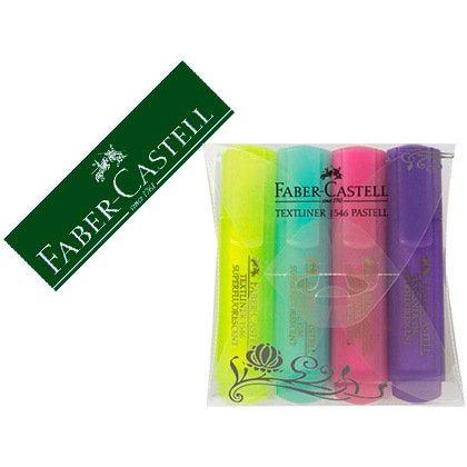 Rotulador faber castell fluorescente textliner 46 pastel estuche 4 unidades colores surtidos