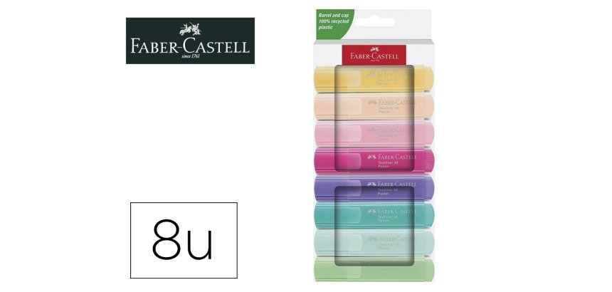 Rotulador faber castell fluorescente textliner 46 pastel estuche 8 unidades colores surtidos