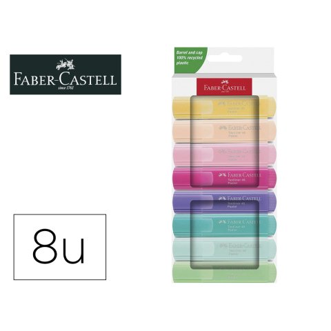 Rotulador faber castell fluorescente textliner 46 pastel estuche 8 unidades colores surtidos