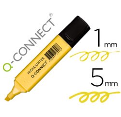 Rotulador q-connect fluorescente pastel amarillo punta biselada