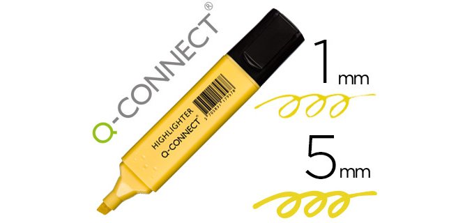 Rotulador q-connect fluorescente pastel amarillo punta biselada