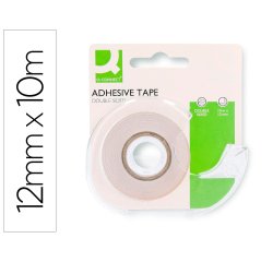Cinta adhesiva q-connect doble cara 10 mt x 12 mm en portarrollos