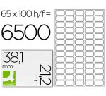 Etiqueta adhesiva q-connect kf15386 tamaño 38,1x21,2 mm fotocopiadora laser ink-jet caja con 100 hojas din a4