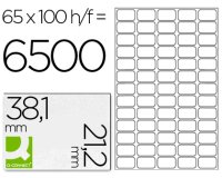 Etiqueta adhesiva q-connect kf15386 tamaño 38,1x21,2 mm fotocopiadora laser ink-jet caja con 100 hojas din a4