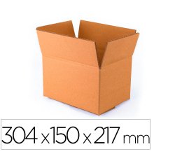 Caja para embalar q-connect americana ultra resistente carton reciclado canal doble 7mm color kraft 304x150x217 mm