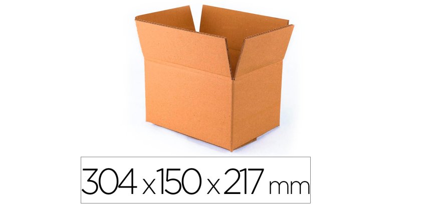 Caja para embalar q-connect americana ultra resistente carton reciclado canal doble 7mm color kraft 304x150x217 mm