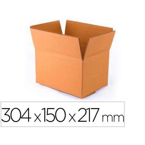 Caja para embalar q-connect americana ultra resistente carton reciclado canal doble 7mm color kraft 304x150x217 mm