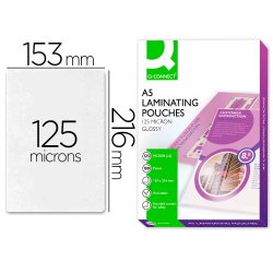Paquete de 100 fundas de plastificar autoadhesivas A5 q-connect 153 x 216 mm 125 micras