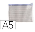 Bolsa multiusos q-connect malla din a5 apertura superior con cremallera azul