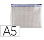 Bolsa multiusos q-connect malla din a5 apertura superior con cremallera azul