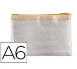 Bolsa multiusos q-connect malla din a6 apertura superior con cremallera amarillo