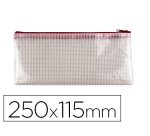 Bolsa multiusos q-connect malla cheque 250x115 mm apertura superior con cremallera rojo