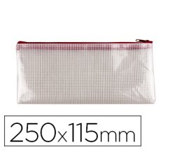 Bolsa multiusos q-connect malla cheque 250x115 mm apertura superior con cremallera rojo