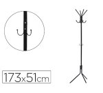 Perchero metalico q-connect negro 8 colgadores 173x51 cm