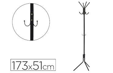 Perchero metalico q-connect negro 8 colgadores 173x51 cm