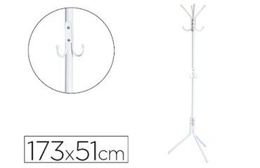 Perchero metalico q-connect blanco 8 colgadores 173x51 cm