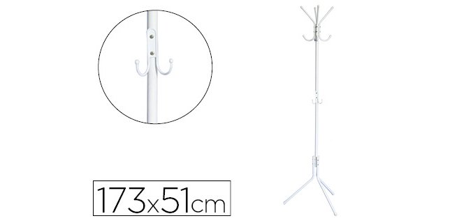 Perchero metalico q-connect blanco 8 colgadores 173x51 cm